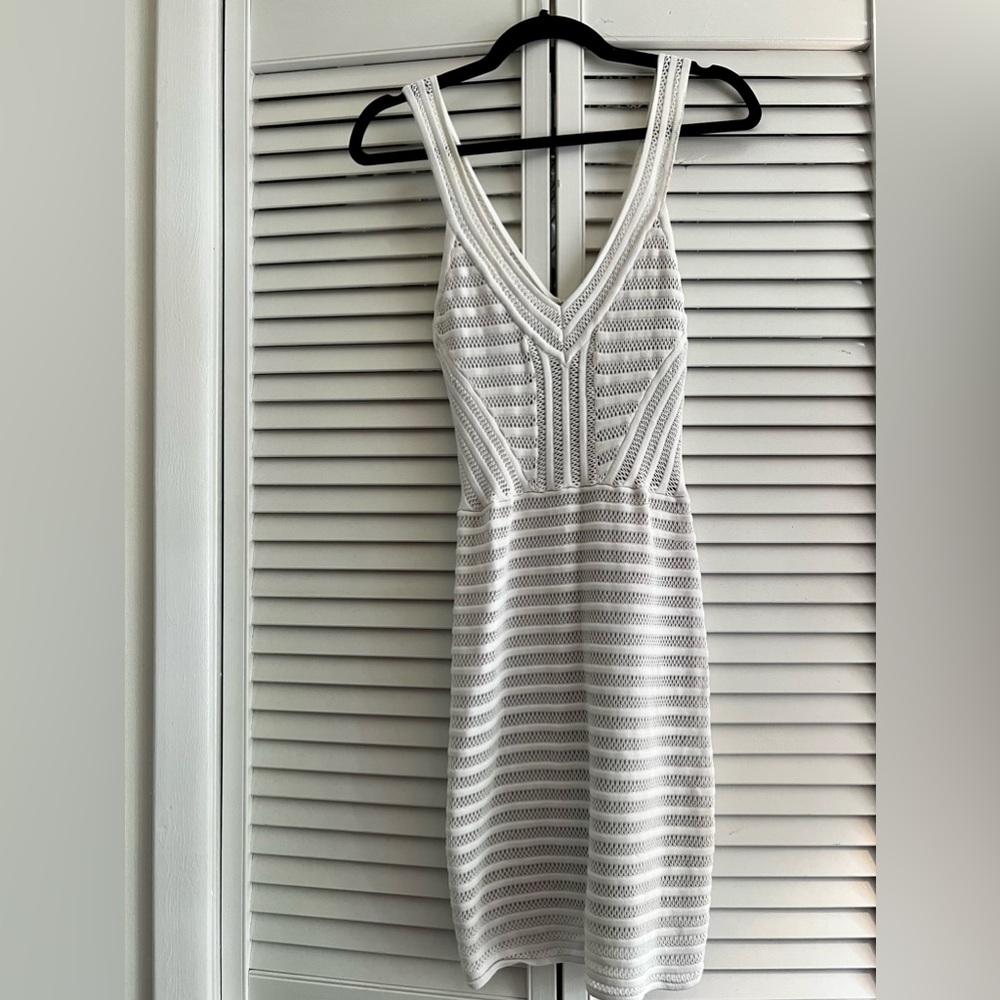 Bebe white bandage/knit tight dress
